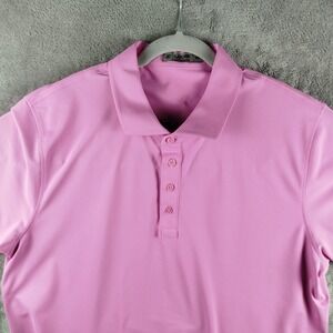G Fore Technical Pink Golf Polo Shirt Mens XL Collar Button Up Logo Cotton Blend